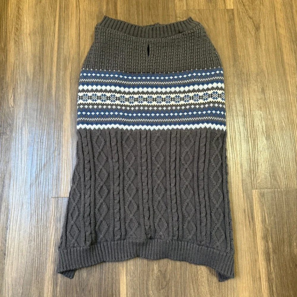 Nautica Pet Gray Fair‎ Isle Dog Sweater Blue XL Winter Fleece Lined